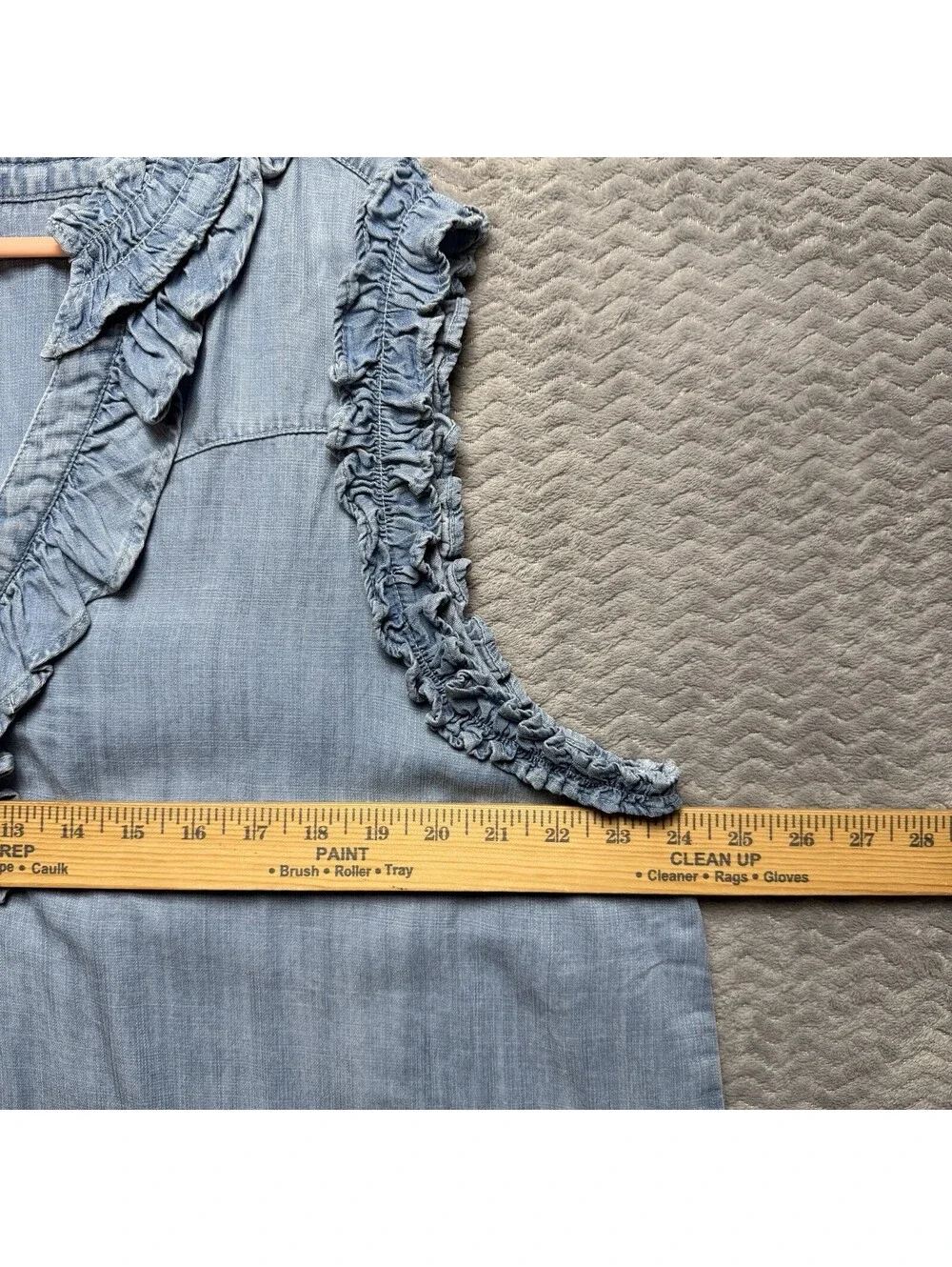 Wit & Wisdom Top Womens Sz 2XL Chambray Ruffles Sleeveless Cowgirl Lyocell NWT